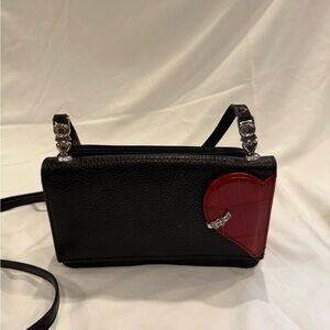 Brighton Black and Red Heart Crossbody Bag